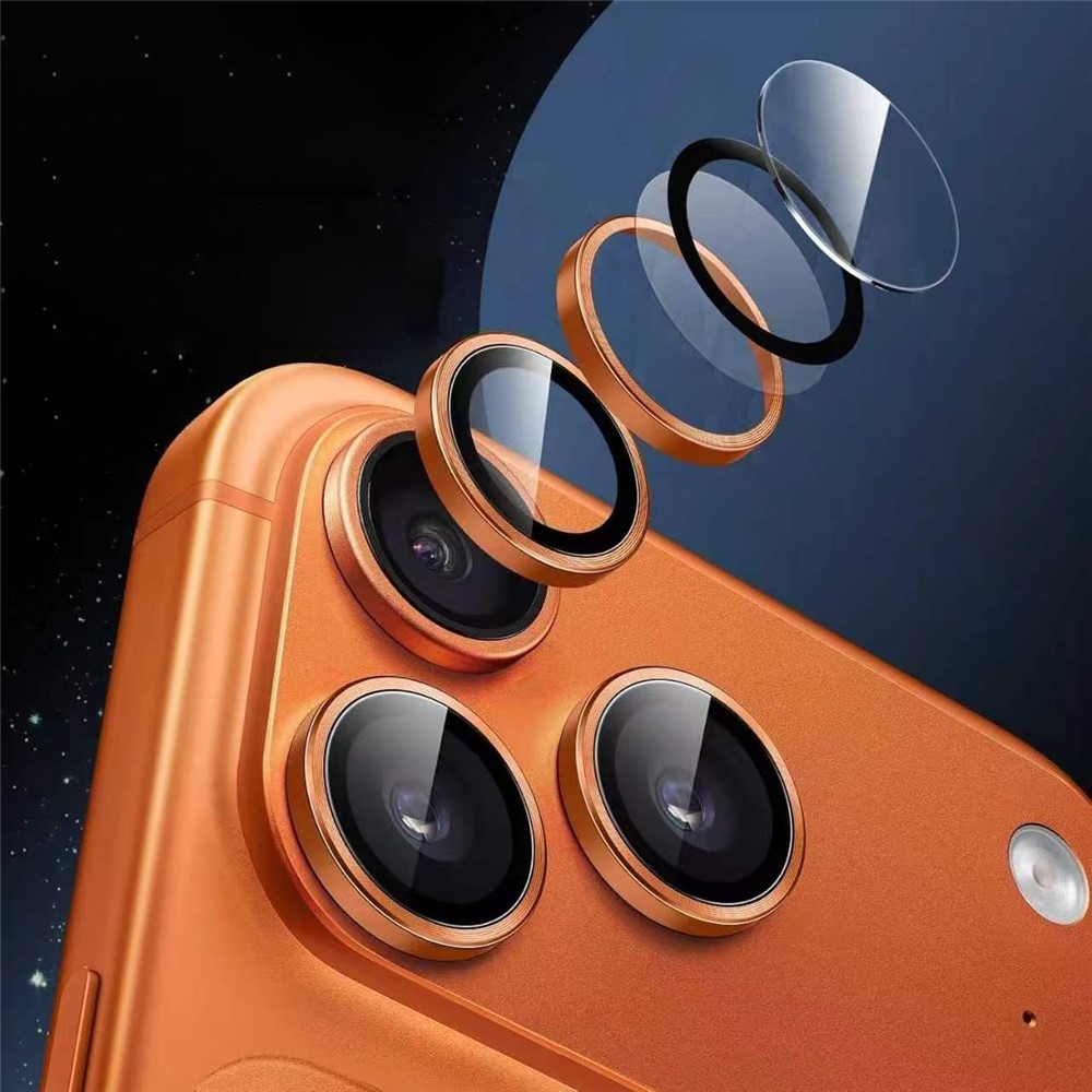 Metal sklo čočky fotoaparátu na mobil iPhone 18 Pro (samostatná skla) - oranžové