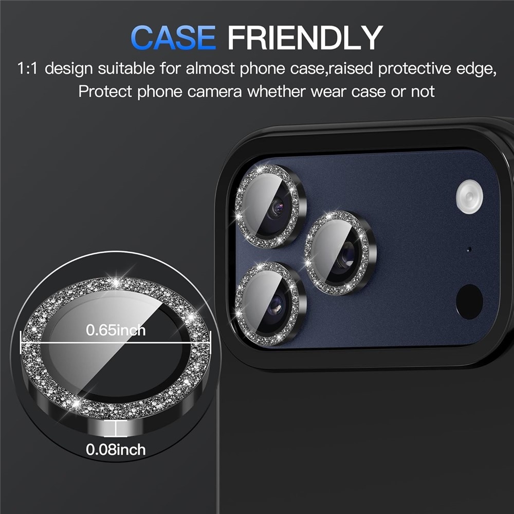 Metal sklo čočky fotoaparátu (samostatná skla) na mobil iPhone 18 Pro Max - černé