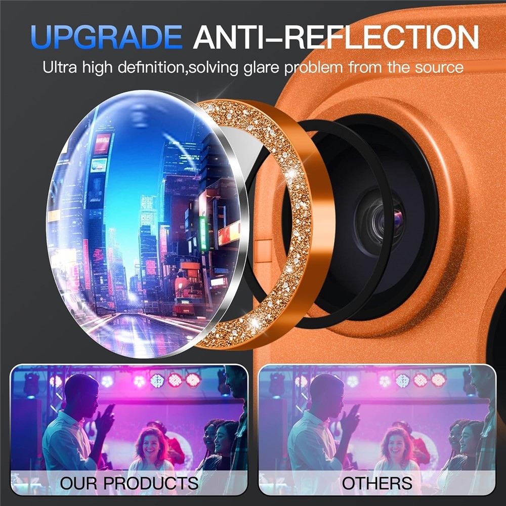 Metal sklo čočky fotoaparátu (samostatná skla) na mobil iPhone 18 Pro Max - oranžové