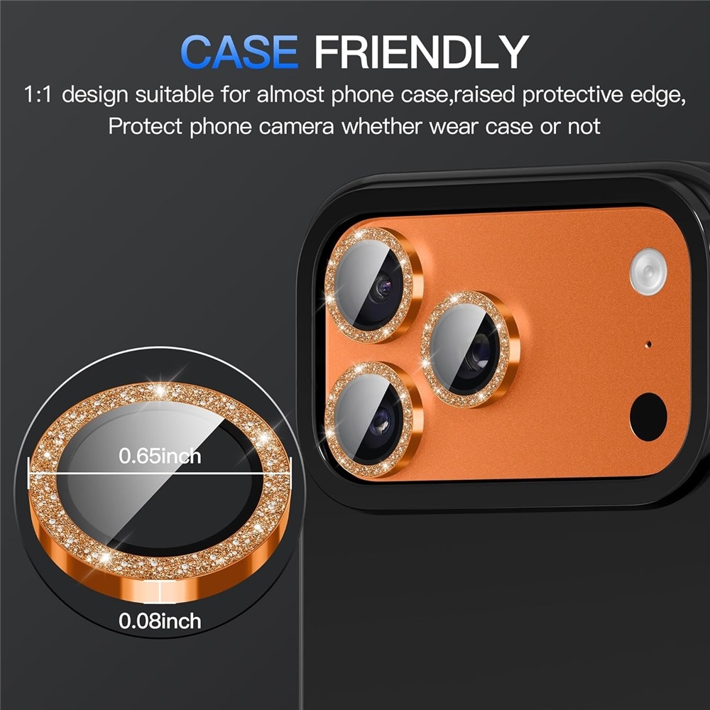 Metal sklo čočky fotoaparátu (samostatná skla) na mobil iPhone 18 Pro Max - oranžové