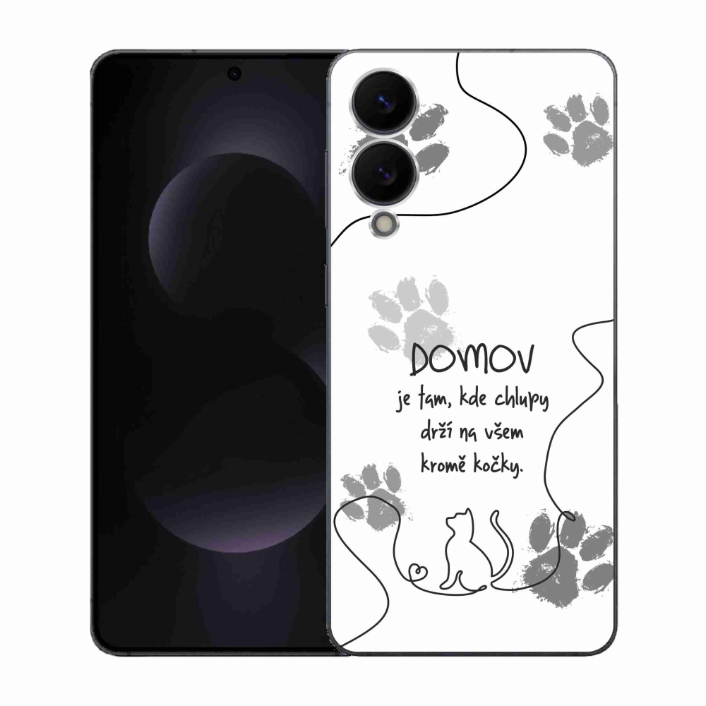 Gelový kryt mmCase na Samsung Galaxy S25 Edge - kočičí motiv bílé pozadí