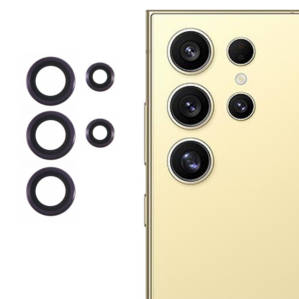 Metal sklo čočky fotoaparátu na Samsung Galaxy S25 Ultra (3 samostatná skla) - tmavěfialové