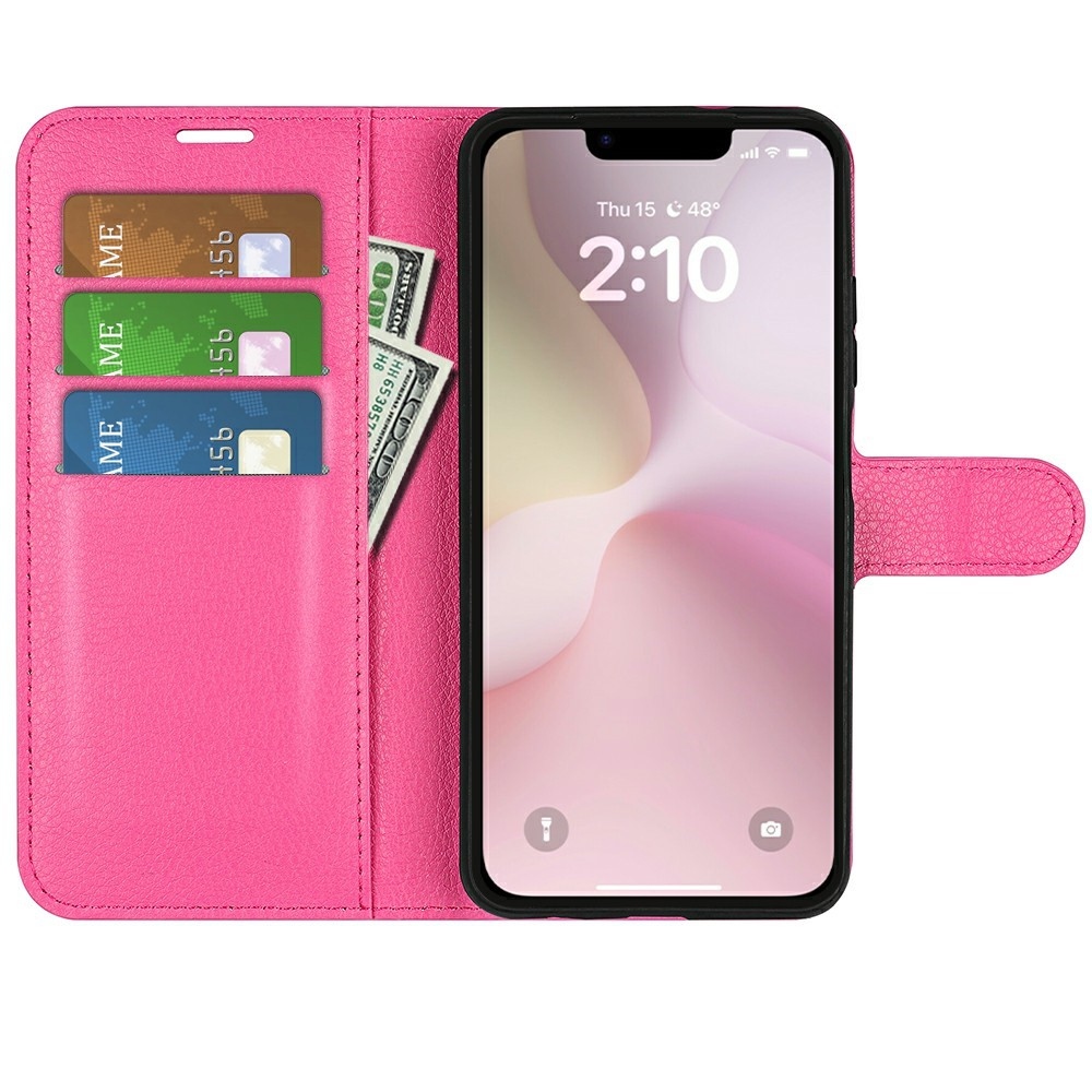 Litchi knížkové pouzdro na iPhone 16e - rose