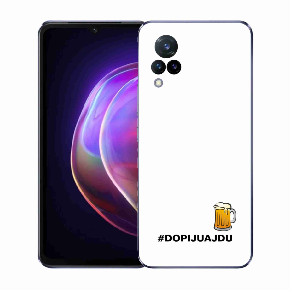 Gelový kryt mmCase na Vivo V21 4G/5G - pivní motiv 1 bílé pozadí