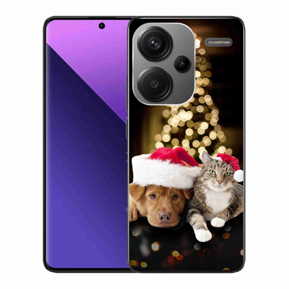 Gelový kryt mmCase na Xiaomi Redmi Note 13 Pro+ 5G - vánoční pes a kočka