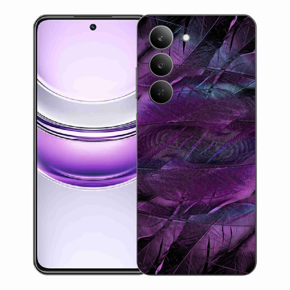 Gelový kryt mmCase na Realme 14x 5G - fialová pírka