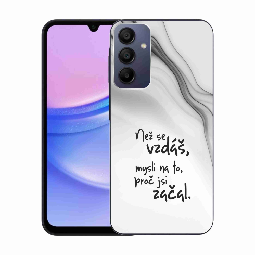 Gelový kryt mmCase na Samsung Galaxy A15 4G/5G - citát 2 bílé pozadí