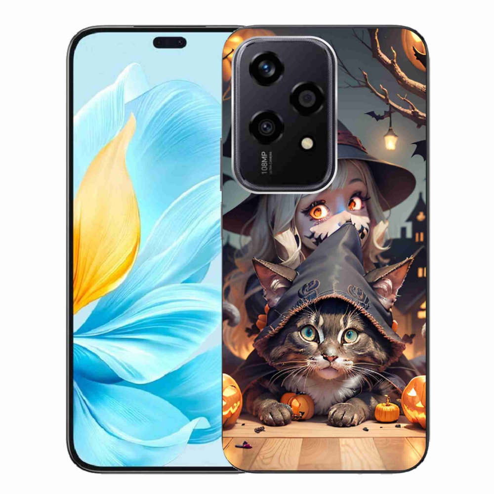 Gelový kryt mmCase na Honor 200 Lite 5G - čarodějnice s kočkou