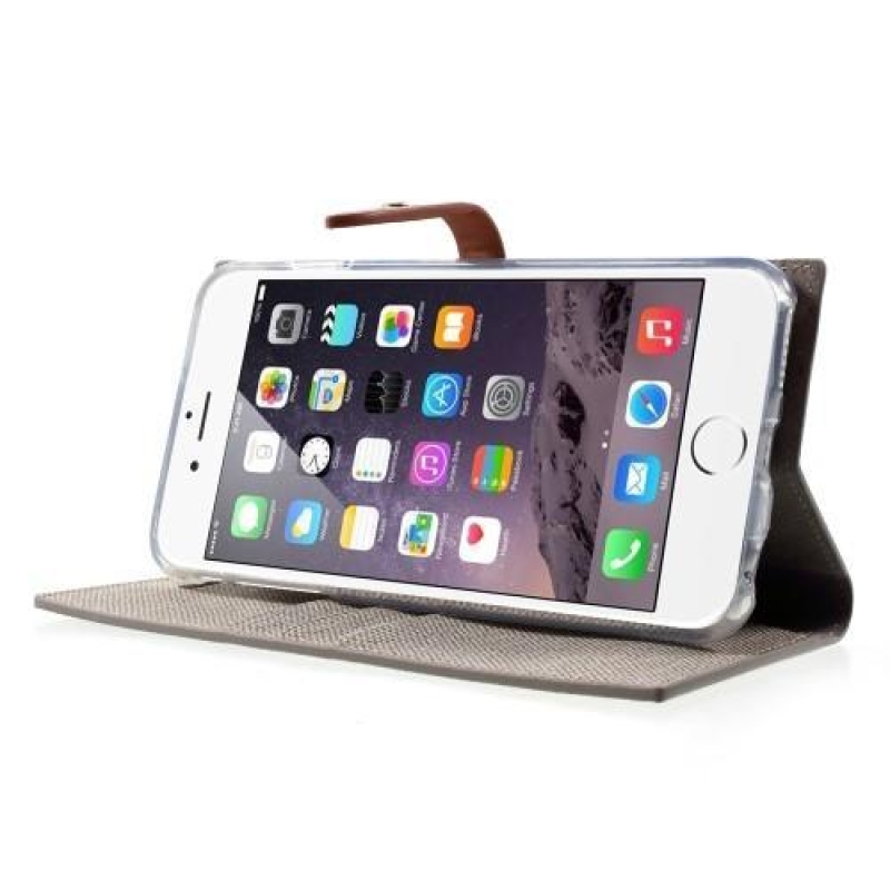 Milano stylové PU kožené pouzdro na iPhone 6s Plus a 6 Plus - khaki