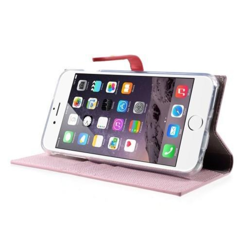 Milano stylové PU kožené pouzdro na iPhone 6s Plus a 6 Plus - růžové