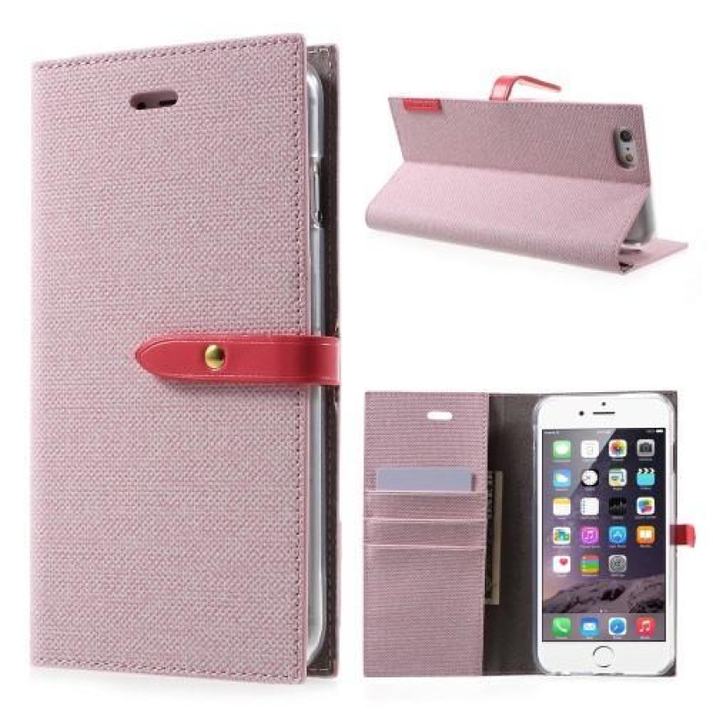 Milano stylové PU kožené pouzdro na iPhone 6s Plus a 6 Plus - růžové