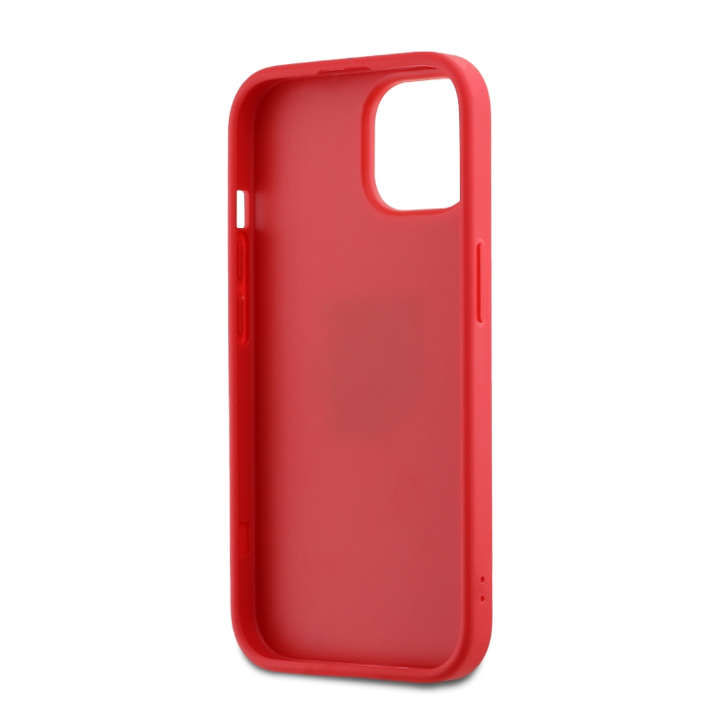DKNY PU Leather Stack Logo Wrist Strap Zadní Kryt pro iPhone 13 Red