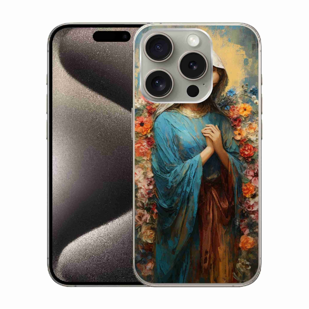 Gelový kryt mmCase na iPhone 15 Pro - svatá žena