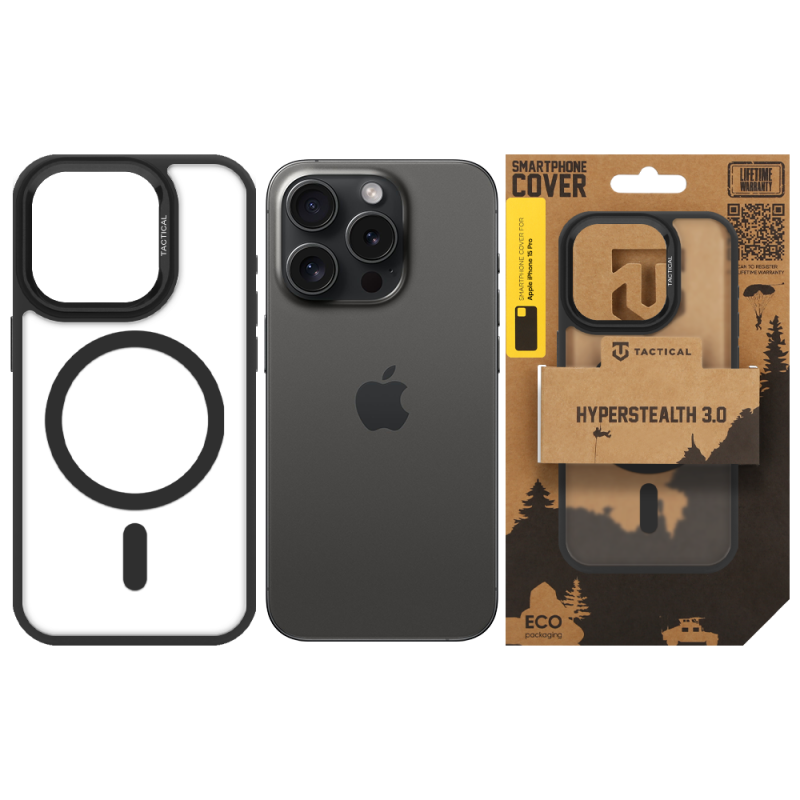 Tactical MagForce Hyperstealth 3.0 Kryt pro Apple iPhone 15 Pro Asphalt