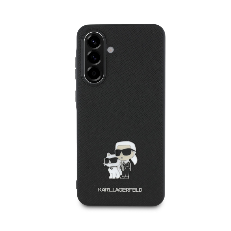 Karl Lagerfeld PU Saffiano Metal Karl and Choupette Zadní Kryt pro Samsung Galaxy A36 Black