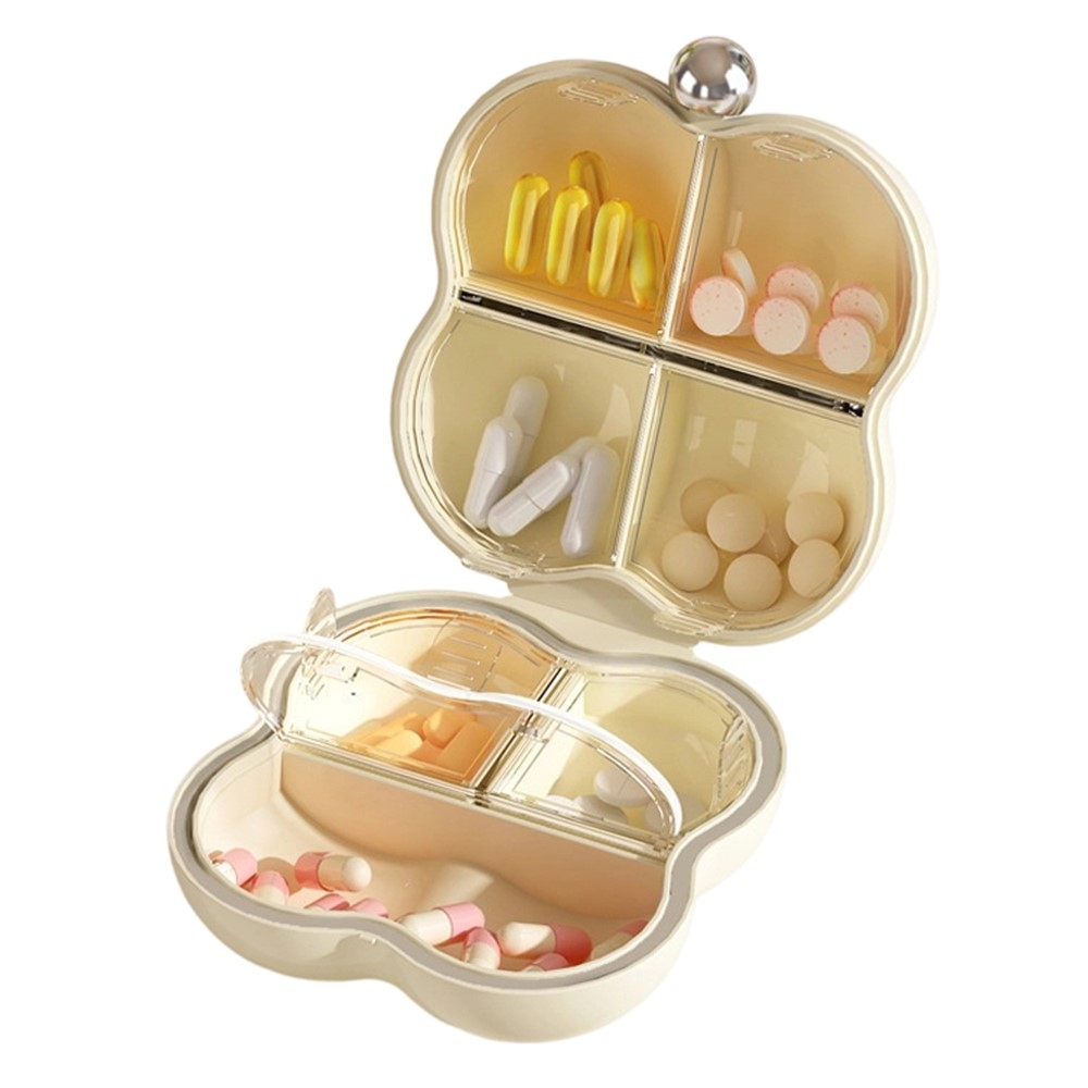 Mini organizér na léky a šperky se 7 přihrádkami - květinový bílý