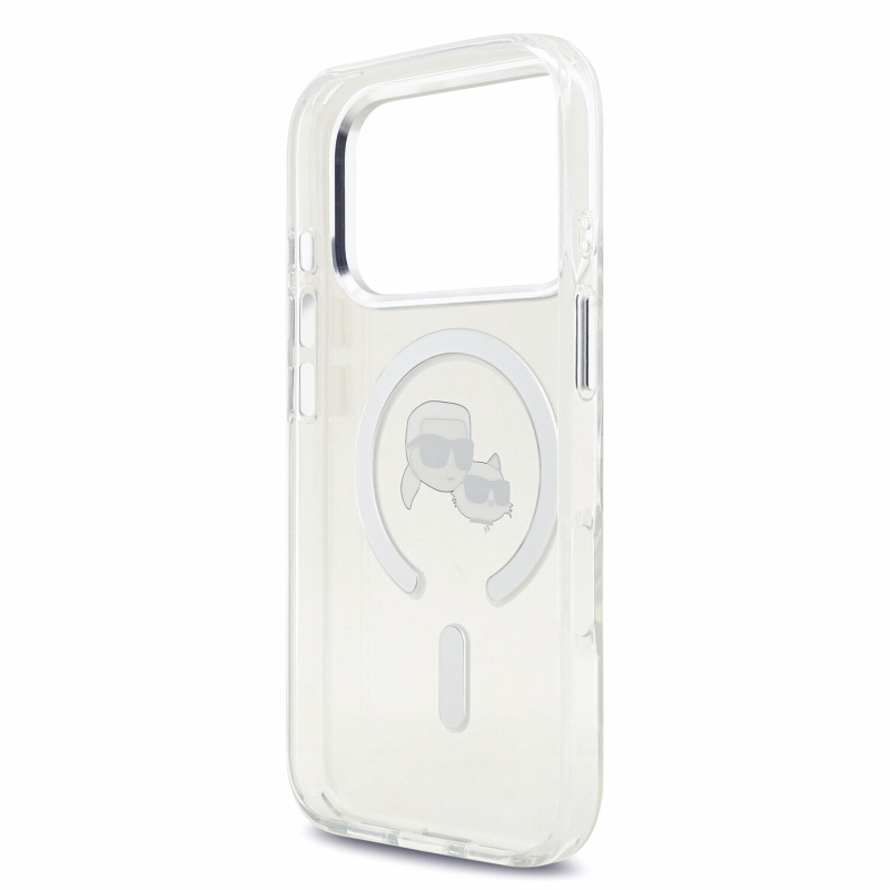Karl Lagerfeld IML K&CH Heads Metal Frame MagSafe Zadní Kryt pro iPhone 18 Pro White