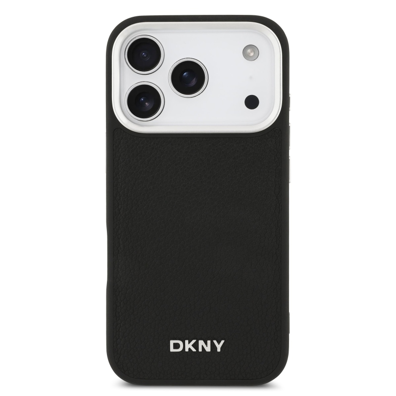 DKNY PU Leather Metal Logo Wrist Chain MagSafe Zadní Kryt pro iPhone 17 Pro Black