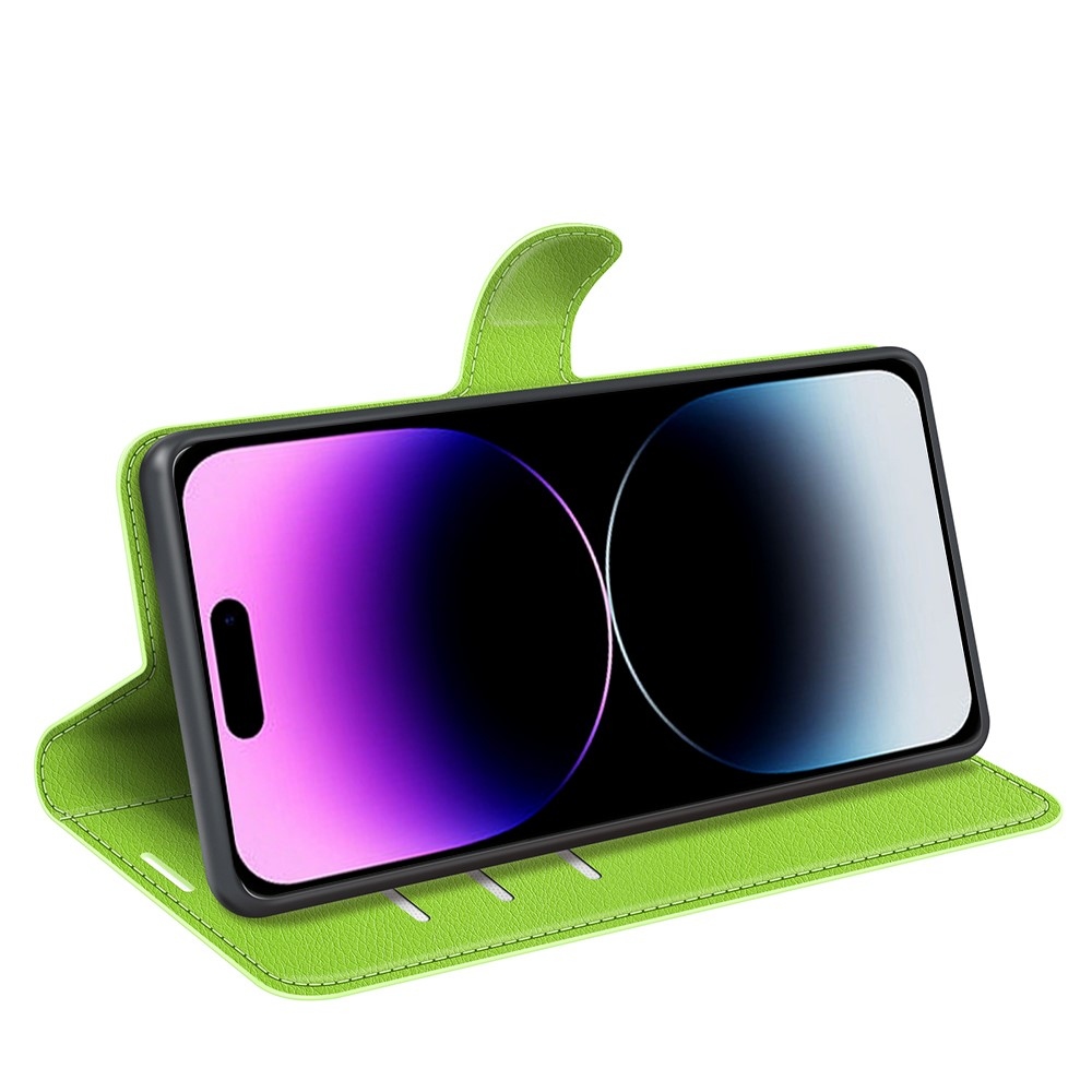 Litchi knížkové pouzdro na iPhone 15 Pro - zelené
