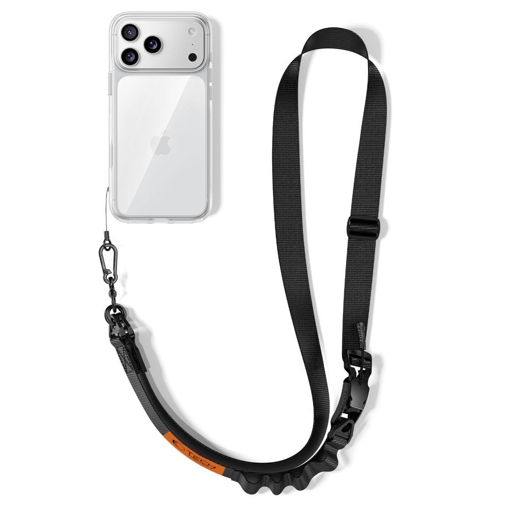 Tech-Protect C9S Rope Crossbody popruh na telefon - černý/oranžový