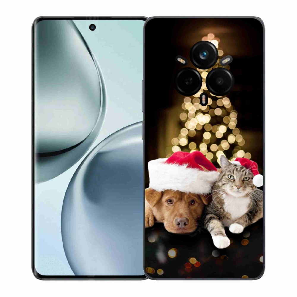 Gelový kryt mmCase na Realme 14 Pro 5G - vánoční pes a kočka