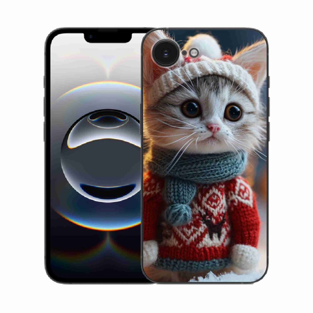 Gelový kryt mmCase na iPhone 16e - kotě ve svetru