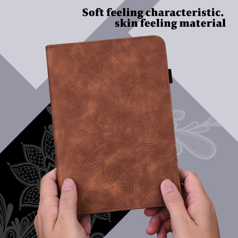 Flower zavírací pouzdro na Xiaomi Redmi Pad SE - hnědé