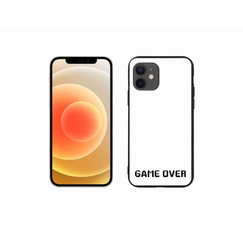 Gelový kryt mmCase na iPhone 12 mini - game over bílé pozadí