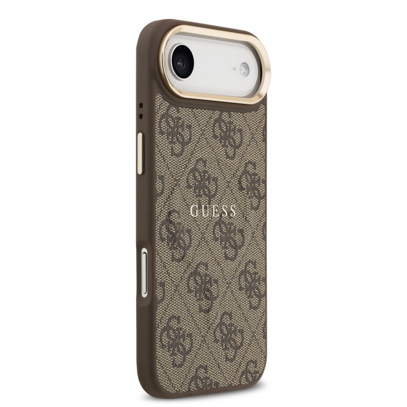 Guess PU Leather 4G Gold Frame MagSafe Zadní Kryt pro iPhone Air Brown