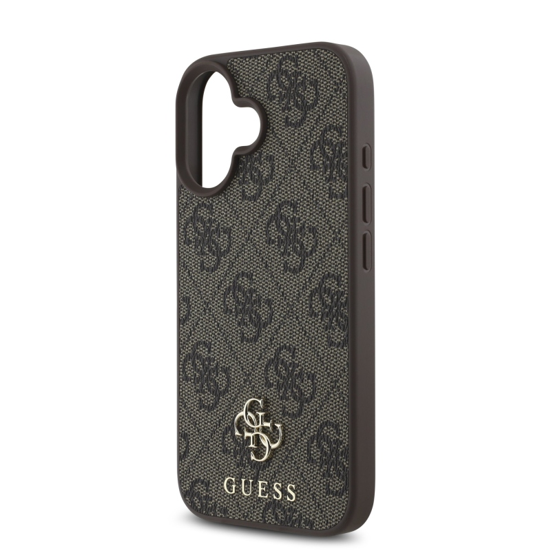 Guess PU 4G Small Metal Logo MagSafe Zadní Kryt pro iPhone 16 Plus Brown