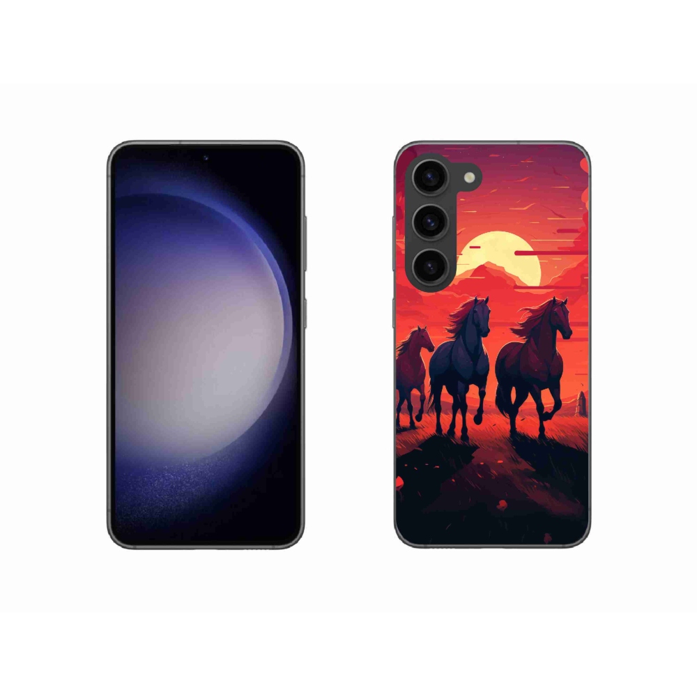 Gelový kryt mmCase na Samsung Galaxy S23 5G - koně a západ slunce