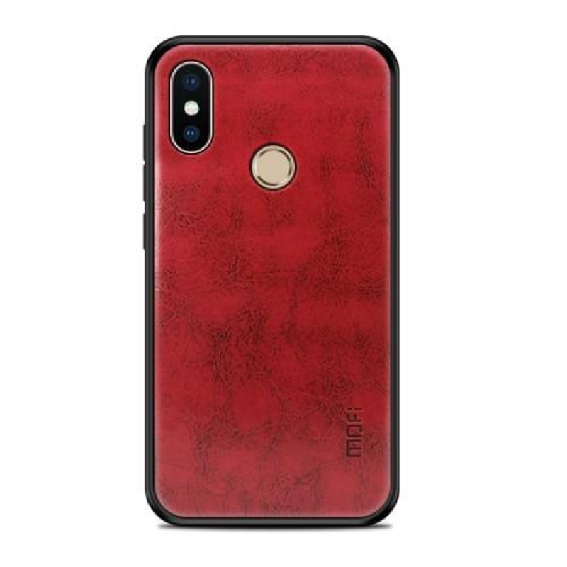 MOF gelový obal s PU koženými zády na mobil Xiaomi Mi A2 - červený
