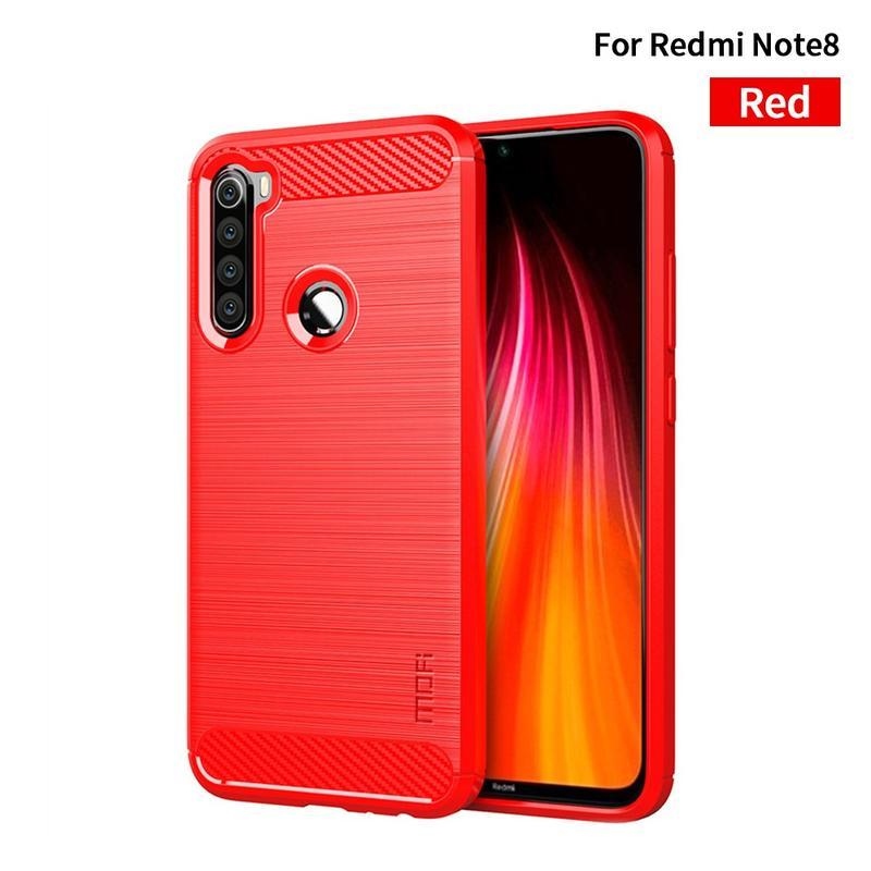 Mofi odolný gelový obal s texturou na mobil Xiaomi Redmi Note 8 - červený