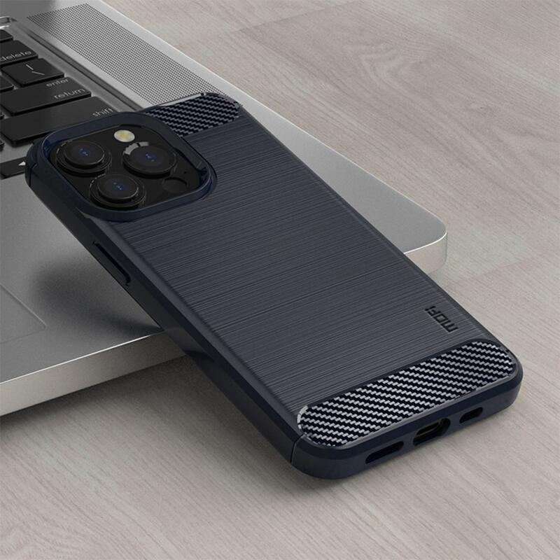 Mofi odolný gelový texturovaný obal na mobil iPhone 14 Pro Max 6.7 - tmavěmodrý