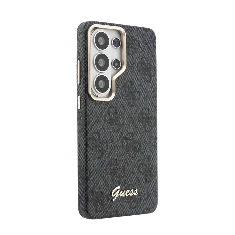Guess PU 4G Script Metal Logo Magnetic Zadní Kryt pro Samsung Galaxy S26 Ultra Black