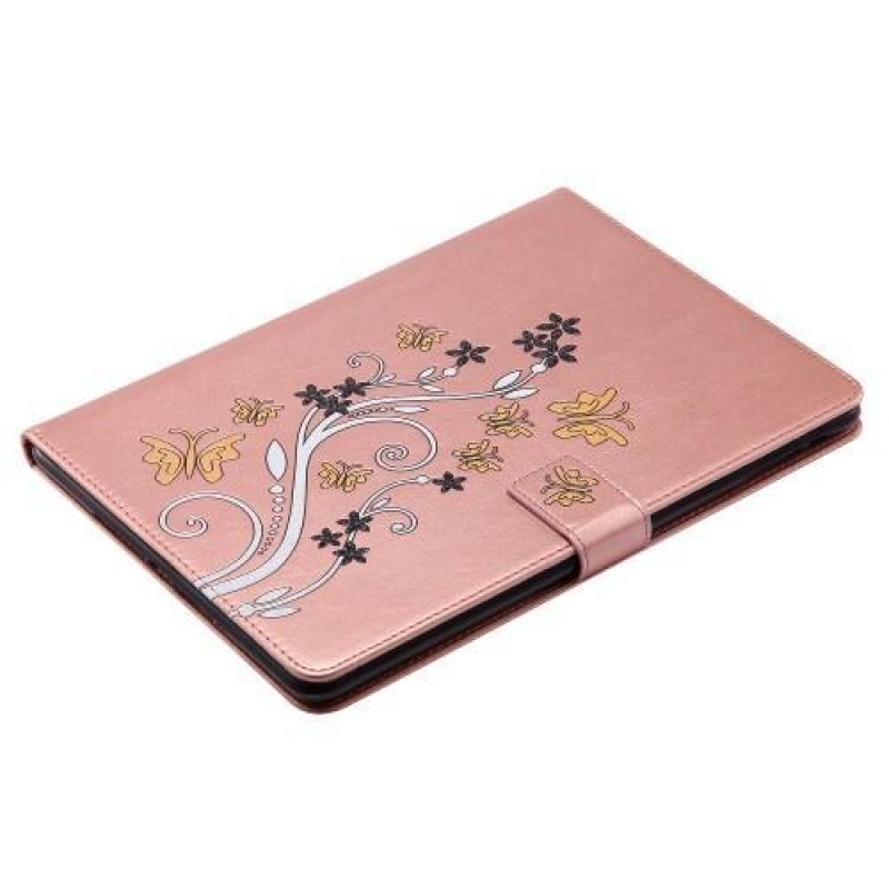 Motýlí PU kožené pouzdro na iPad Air - růžovozlaté