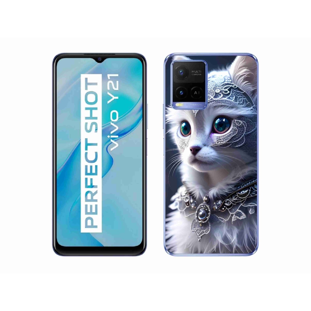 Gelový kryt mmCase na Vivo Y21/Y21s/Y33s - bílá kočka