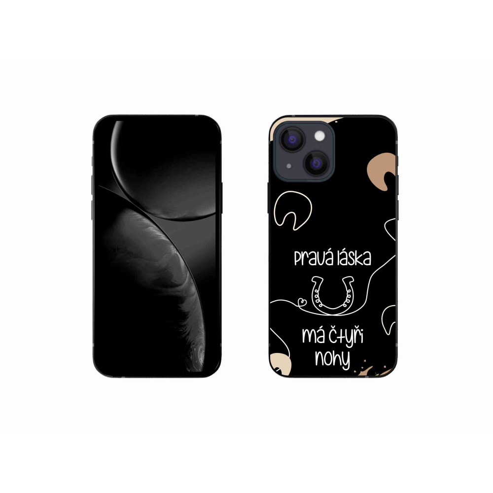 Gelový kryt mmCase na iPhone 13 mini 5.4 - koňský motiv černé pozadí