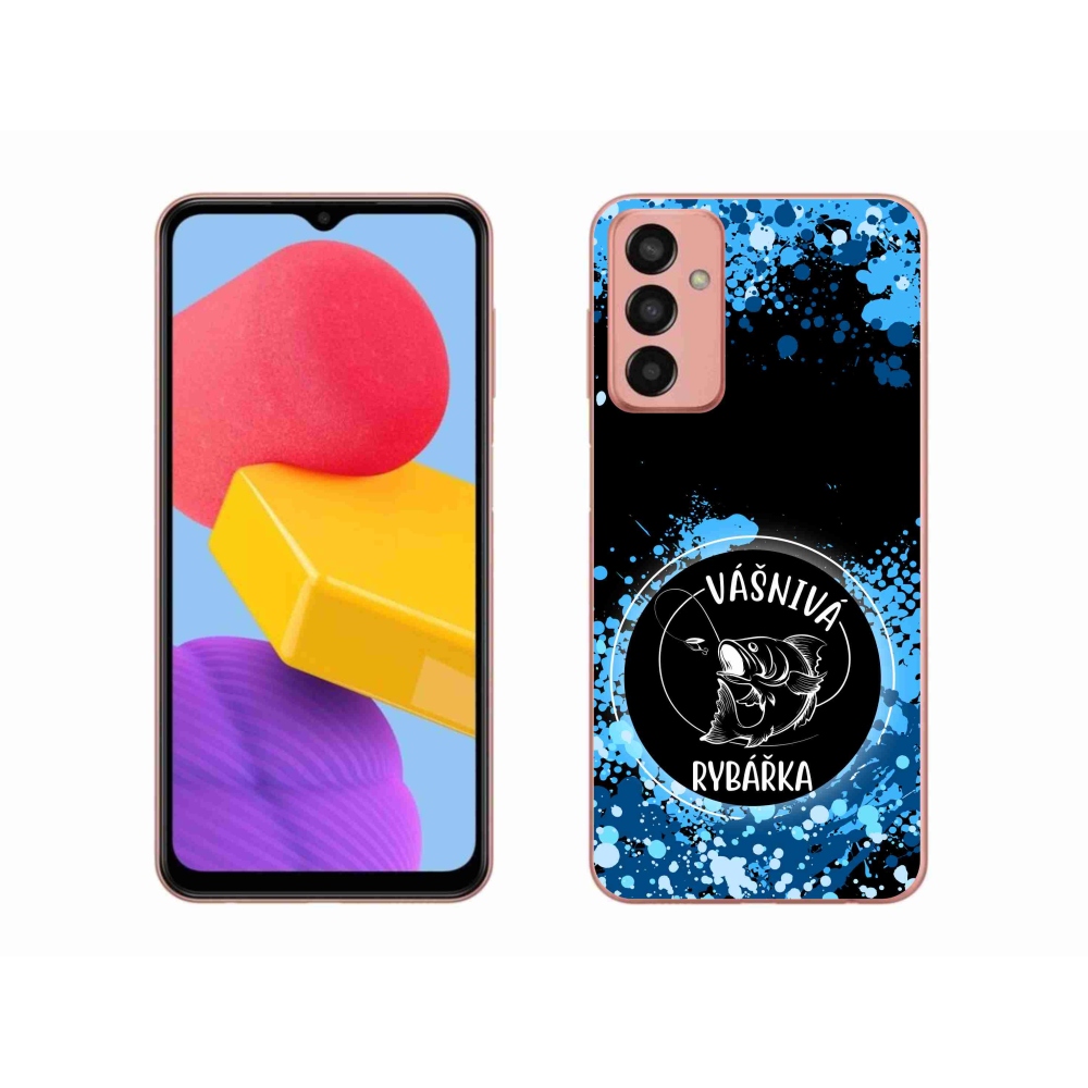 Gelový kryt mmCase na Samsung Galaxy M13 - vášnivá rybářka černé pozadí