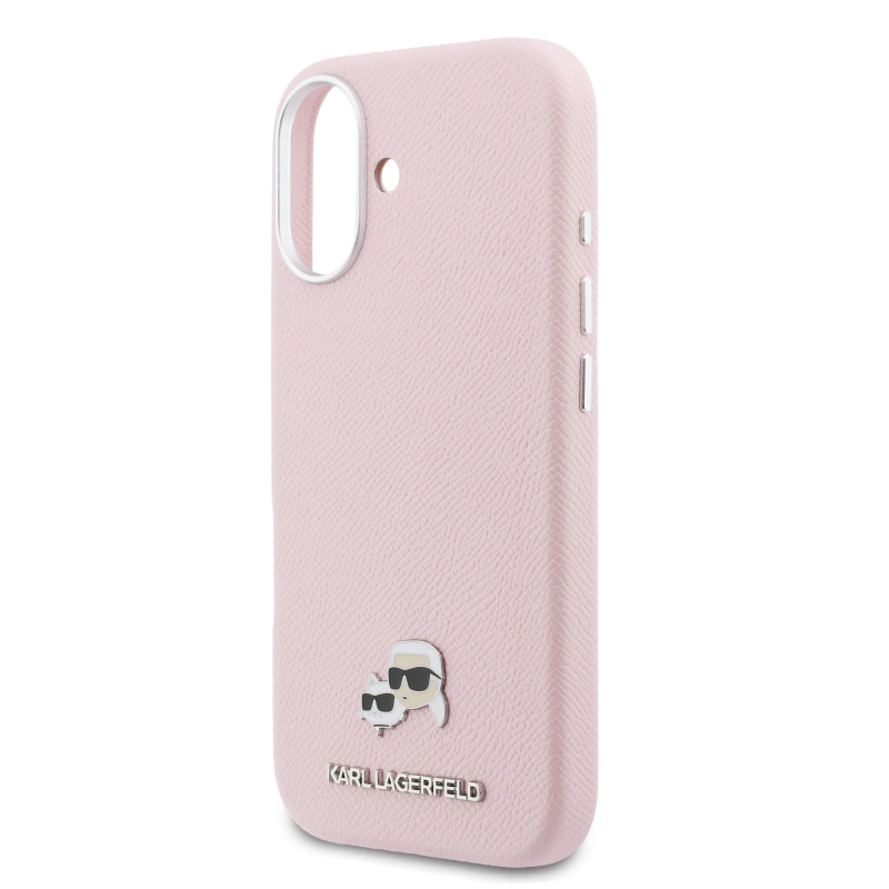 Karl Lagerfeld PU Karl and Choupette Heads Pins MagSafe Zadní Kryt pro iPhone 17 Pink