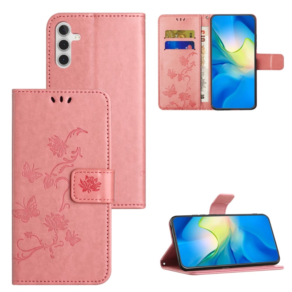 Flower knížkové pouzdro na Samsung Galaxy A55 5G - růžové