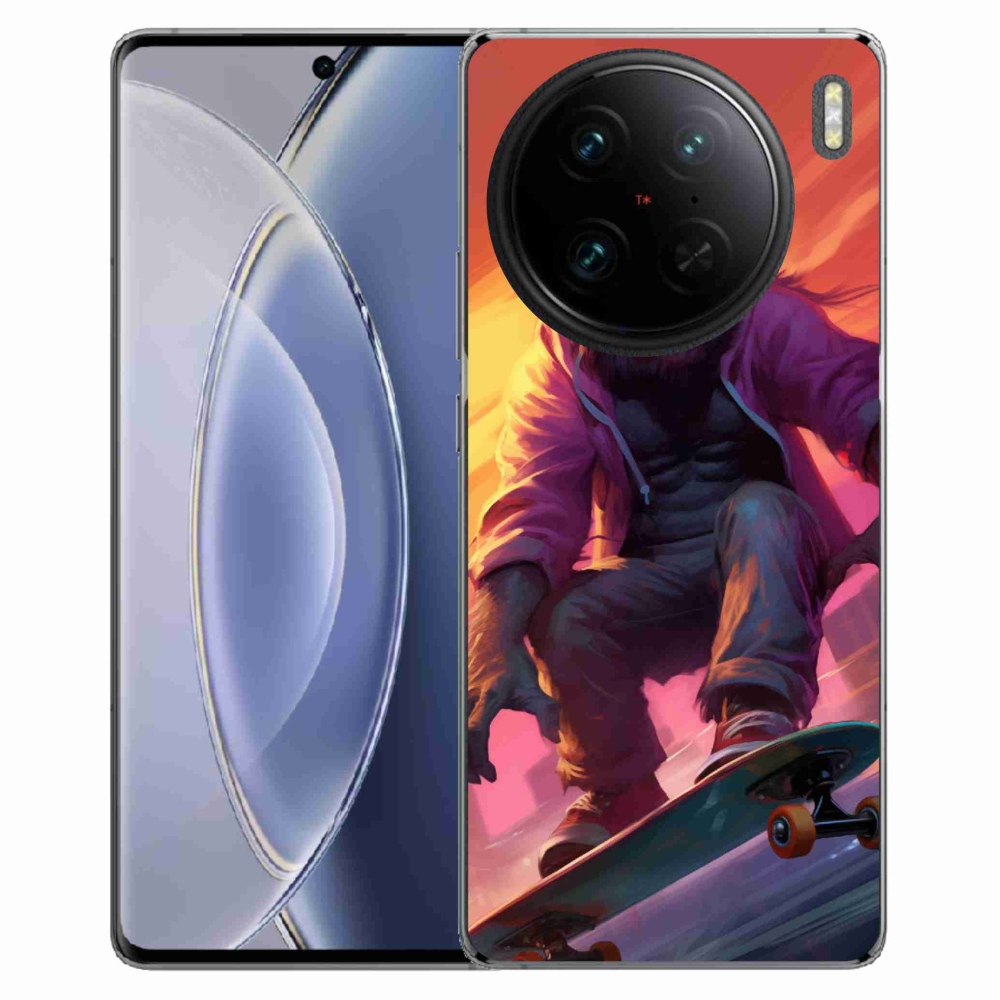 Gelový kryt mmCase na Vivo X90 Pro - gorila na skateboardu