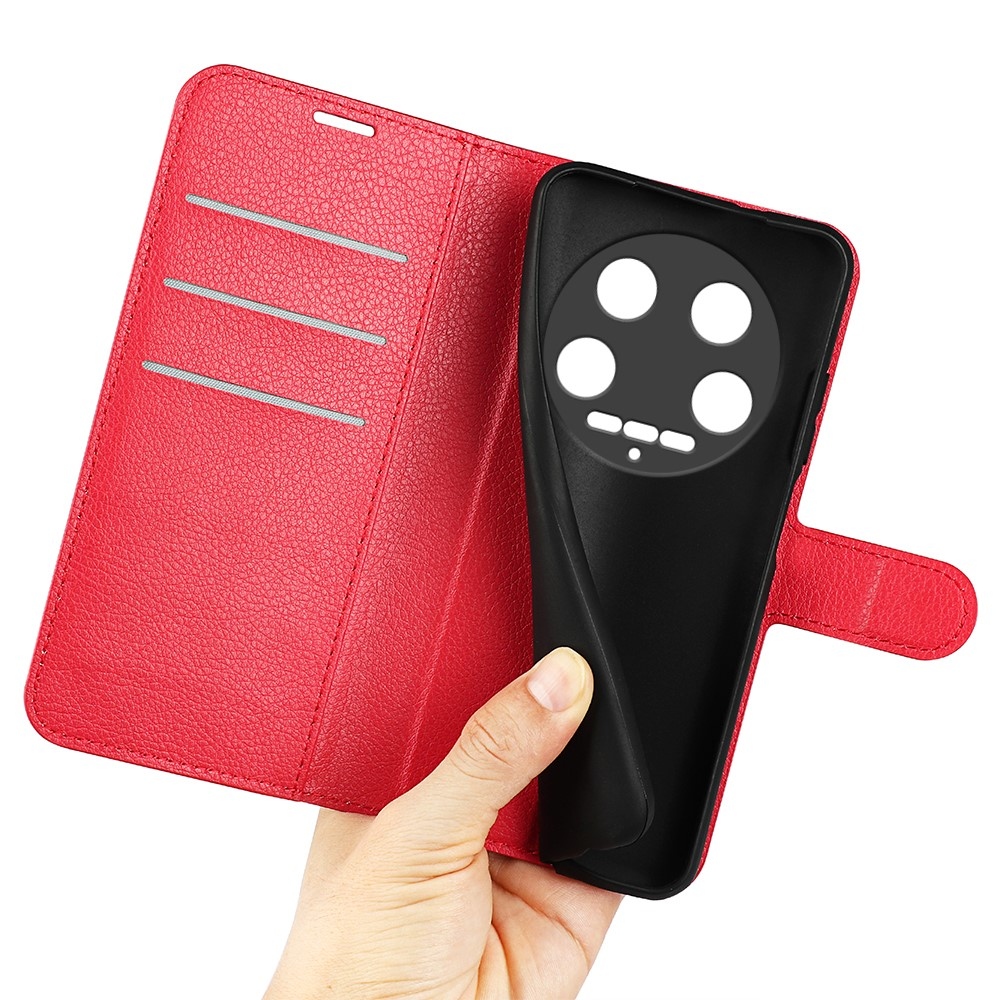 Litchi knížkové pouzdro na Xiaomi 14 Ultra - červené