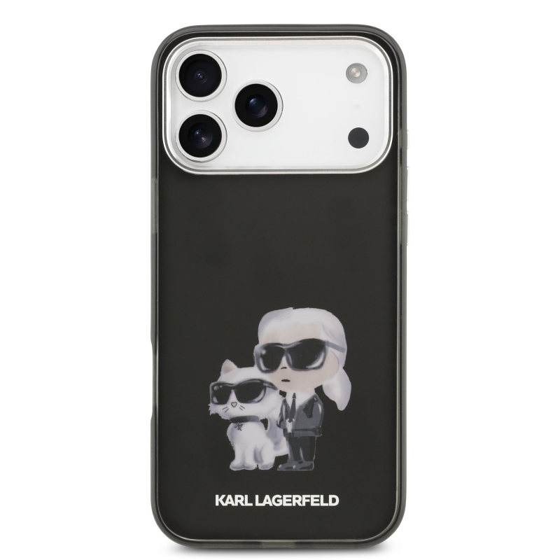 Karl Lagerfeld IML Aquarelle Karl and Choupette Zadní Kryt pro iPhone 17 Pro Max Black