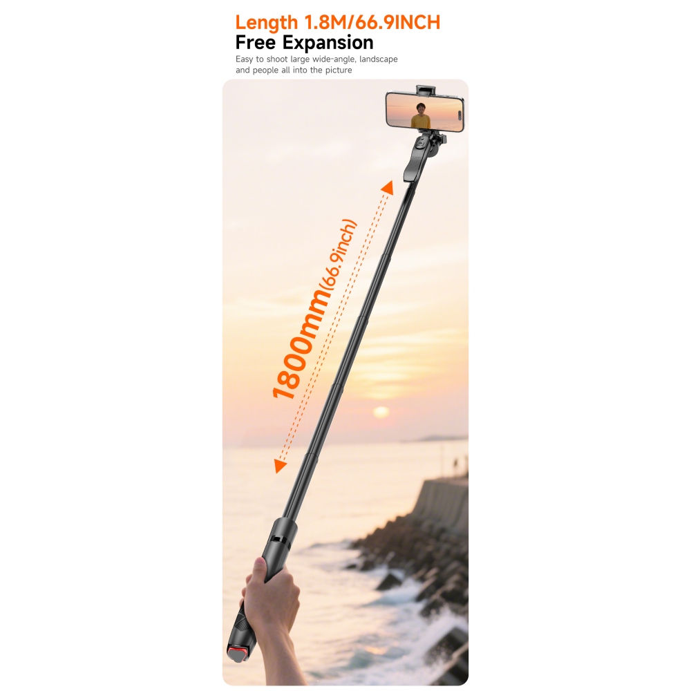 Teleskopická selfie tyč L16-TT se stativem 1,8 m s dálkovým ovládáním