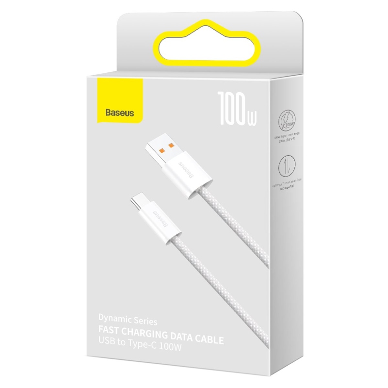 Baseus Dynamic Series Fast Charging Datový Kabel USB-A - USB-C 100W 2m White