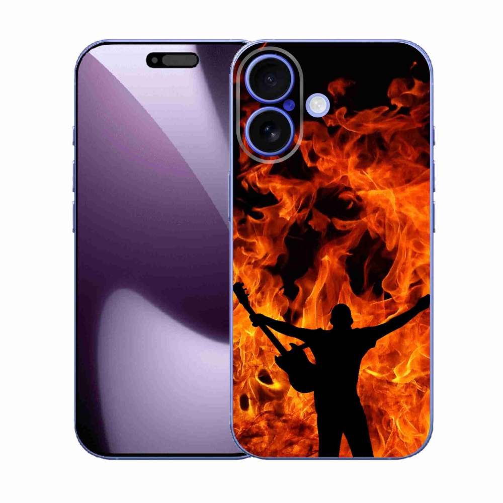 Gelový kryt mmCase na iPhone 17 - muzikant a oheň