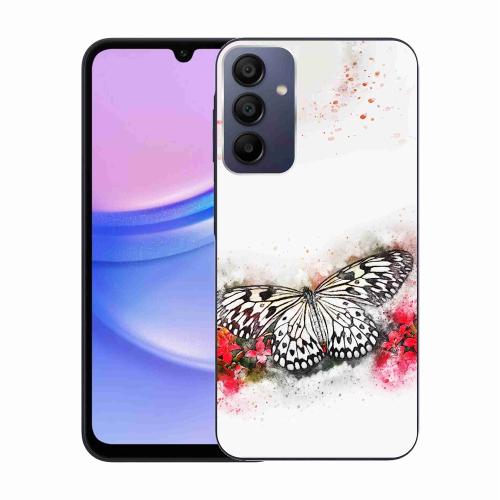 Gelový kryt mmCase na Samsung Galaxy A15 4G/5G - černobílý motýl