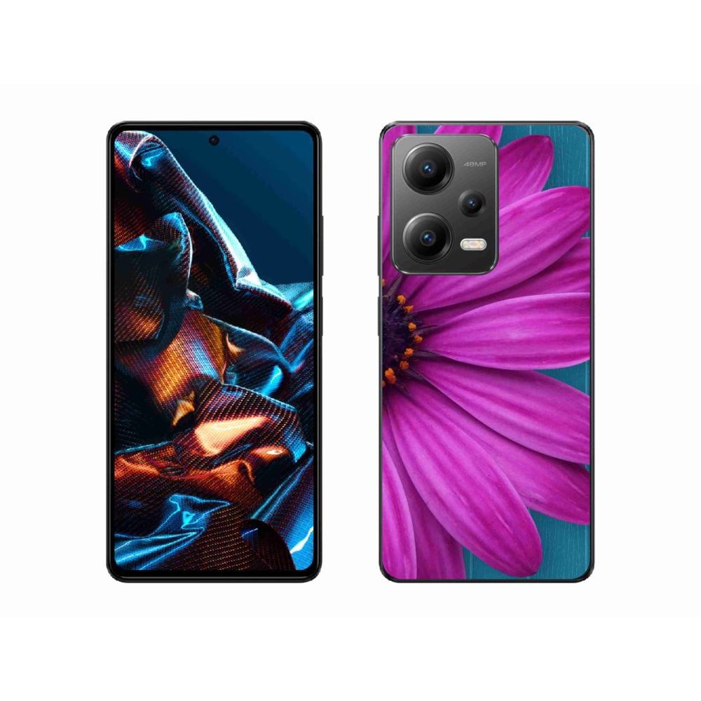 Gelový obal mmCase na mobil Xiaomi Redmi Note 12 Pro 5G - fialová kopretina