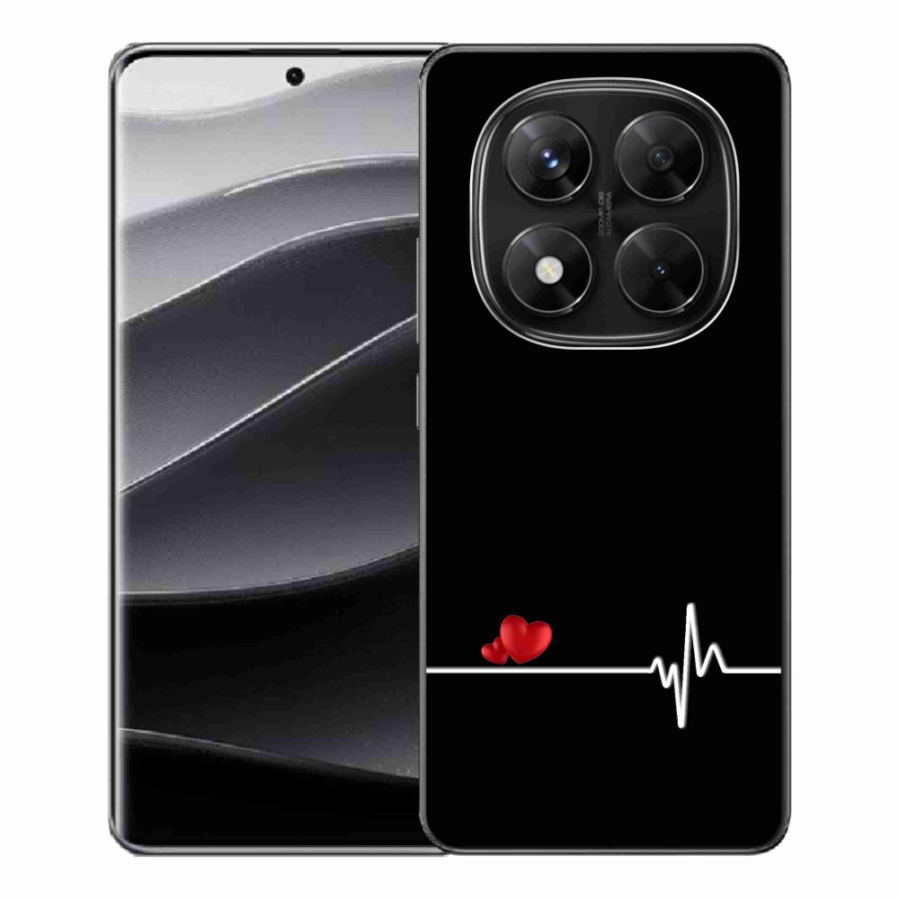 Gelový kryt mmCase na Xiaomi Redmi Note 14 Pro 5G/Poco X7 5G - srdce a tep černé pozadí